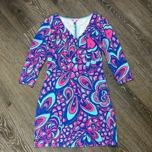 Lilly Pulitzer Clark V- Neck French Terry Reel Me In Brewster Dress Size XS